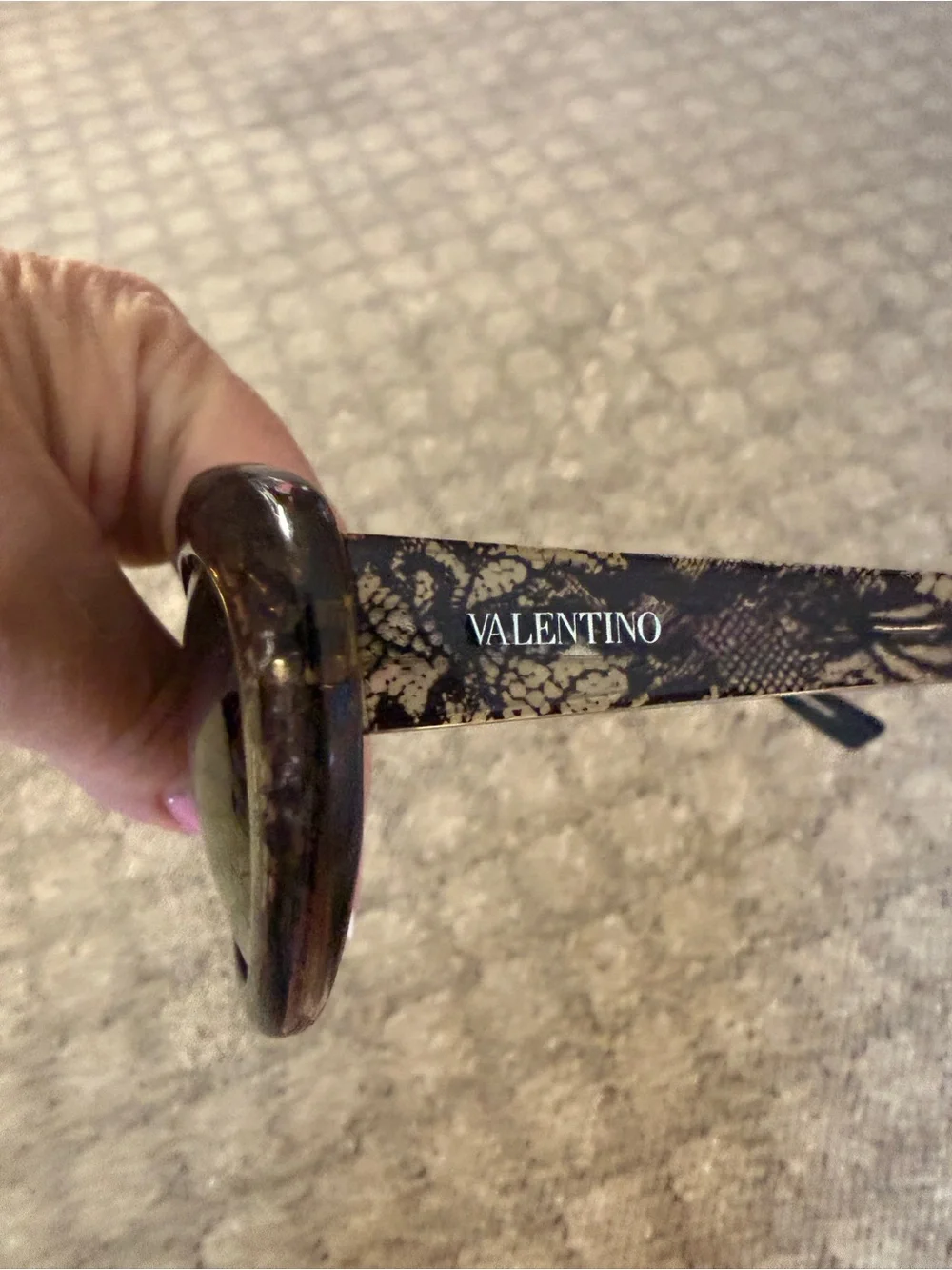 Valentino Women's Black and Brown Patterned Sunglasses